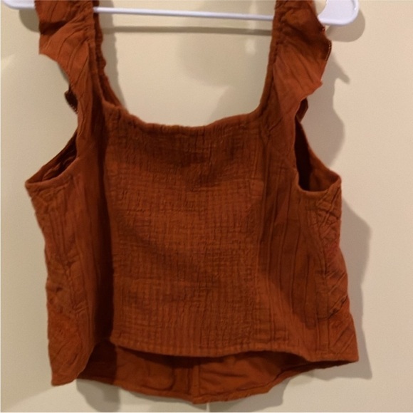 FREE PEOPLE Orange Sleeveless Ruffled Blouse - Picture 6 of 9